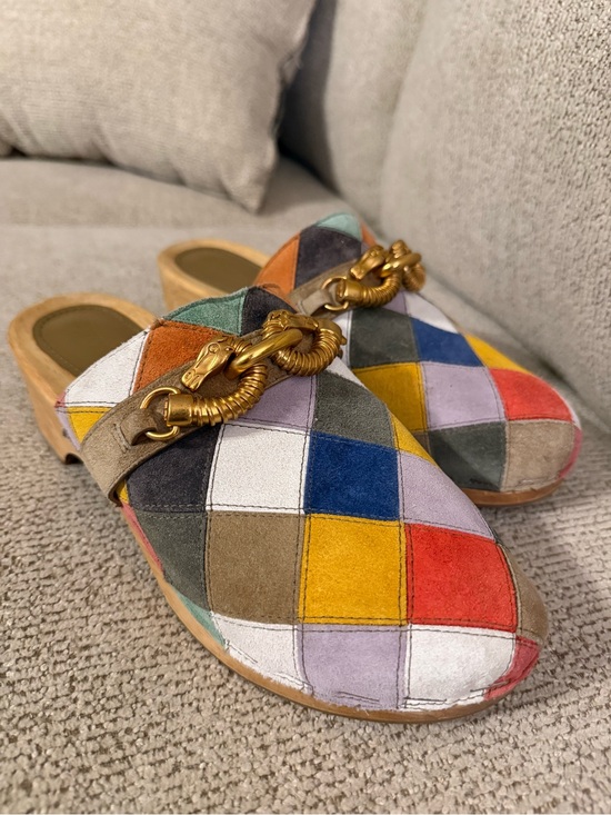 Tory Burch Shoes - Tory Burch Jessa Patchwork Suede Clog Sandals Size 9